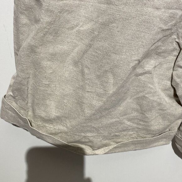 Rev-Up Women's Cream Pleated Cuffed Hem Linen Blend A-Line Shorts Size 9/10 - Picture 8 of 9